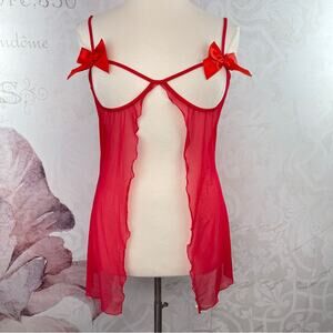 Elegant Moments Open Bust Red Negligee Size XL